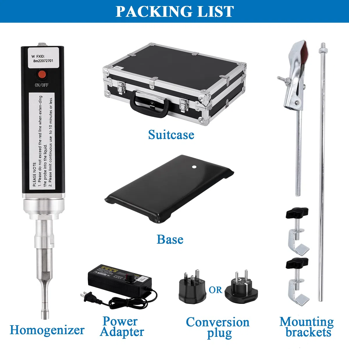 MXBAOHENG Homogeneizador Ultrasónico Portátil de Mano Homogeneizador de Laboratorio para Extracción Celular, Emulsificación y Homogeneización (500W 10mL~500mL)