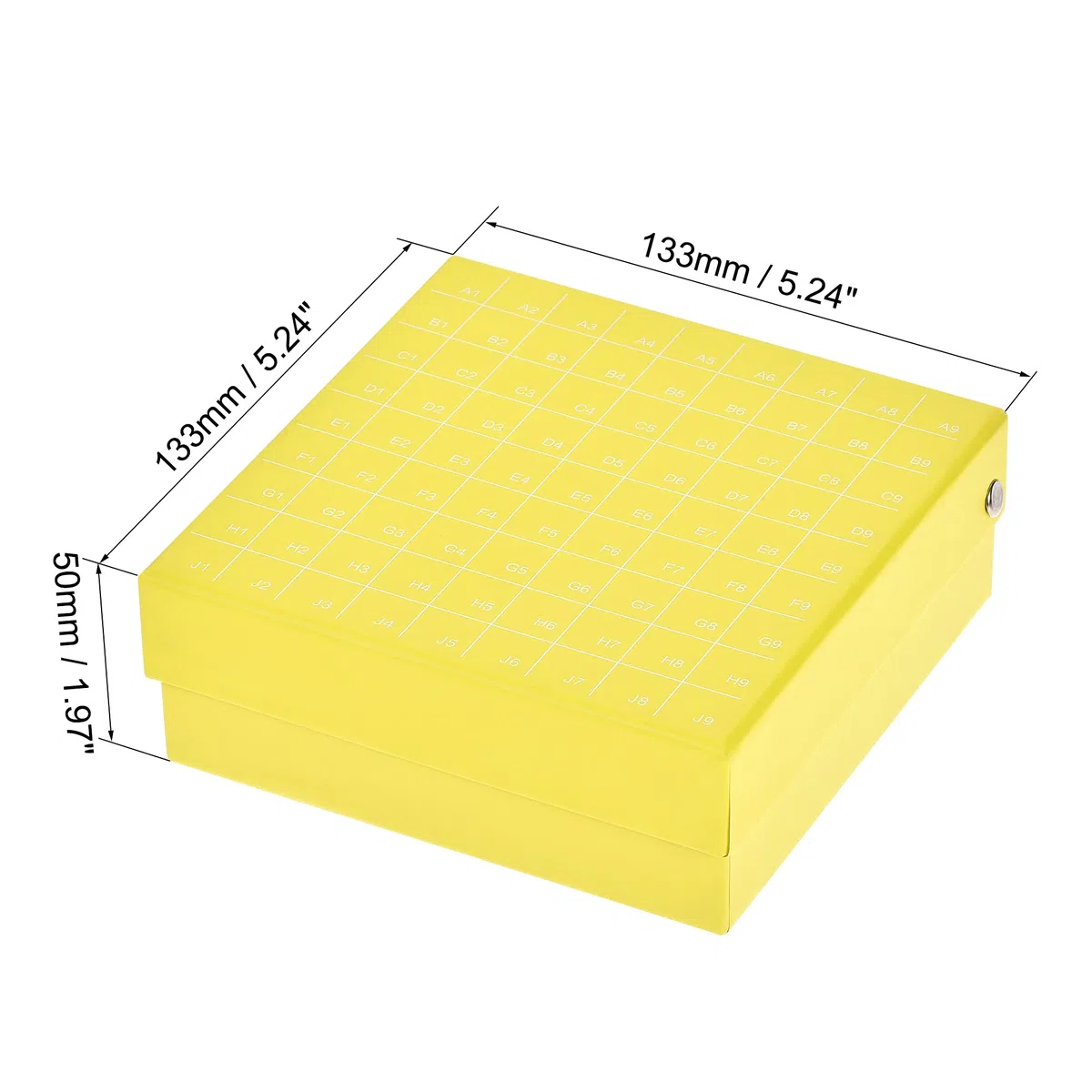 sourcing map Tubo de centrífuga Congelador Caja de almacenamiento Soporte de cartón impermeable de 81 pocillos Amarillo para tubos de microcentrífuga de 1,8 ml / 2 ml
