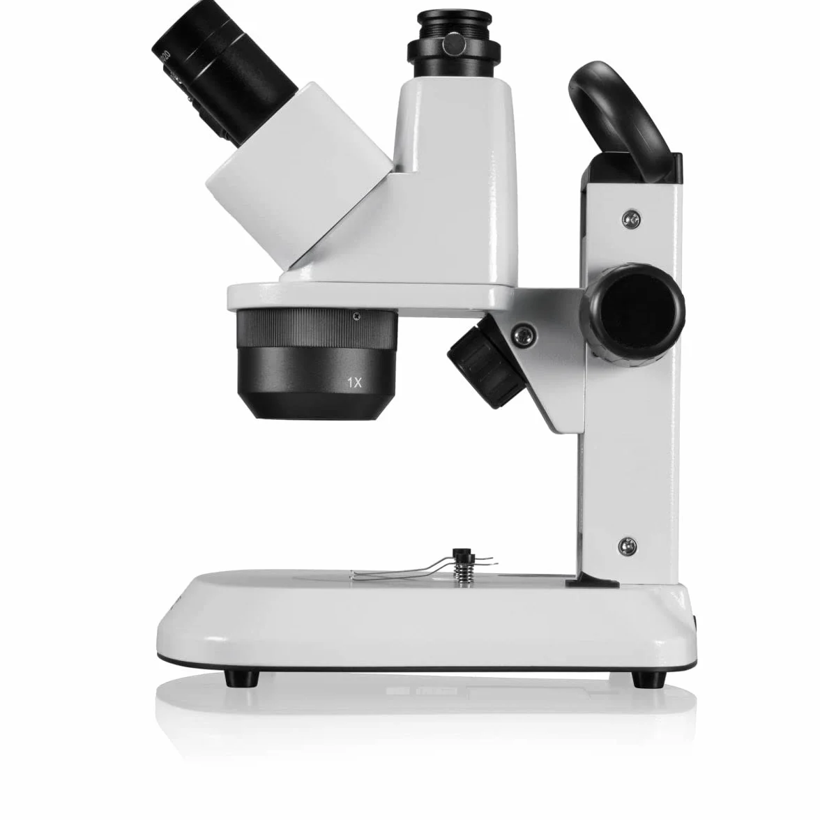 Bresser Microscopio estereoscópico trinocular Analyth STR Trino 10x - 40x con luz LED Regulable separada y asa de Transporte para Uso móvil